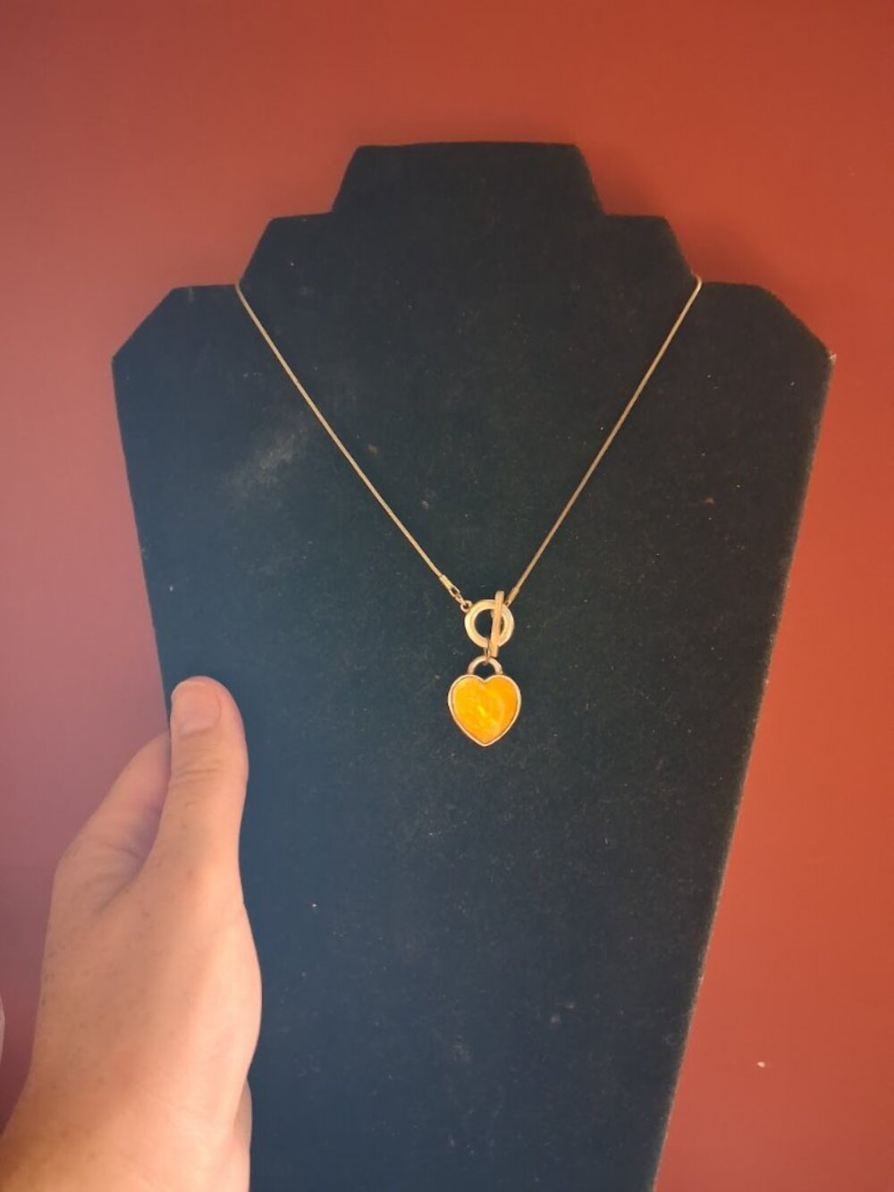15 inch Yellow heart statement necklace